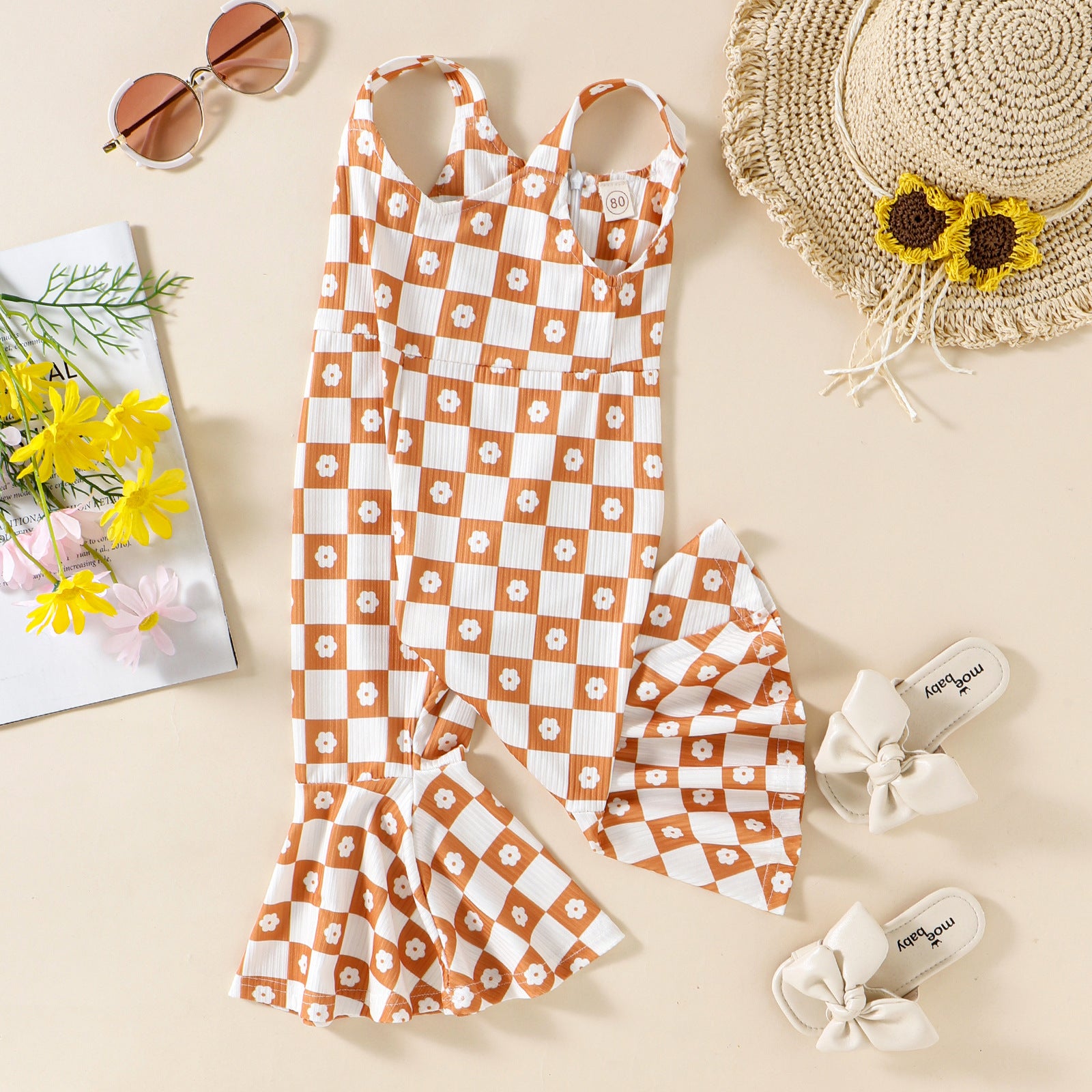 European American Style Summer Bell-Bottom Jumpsuit