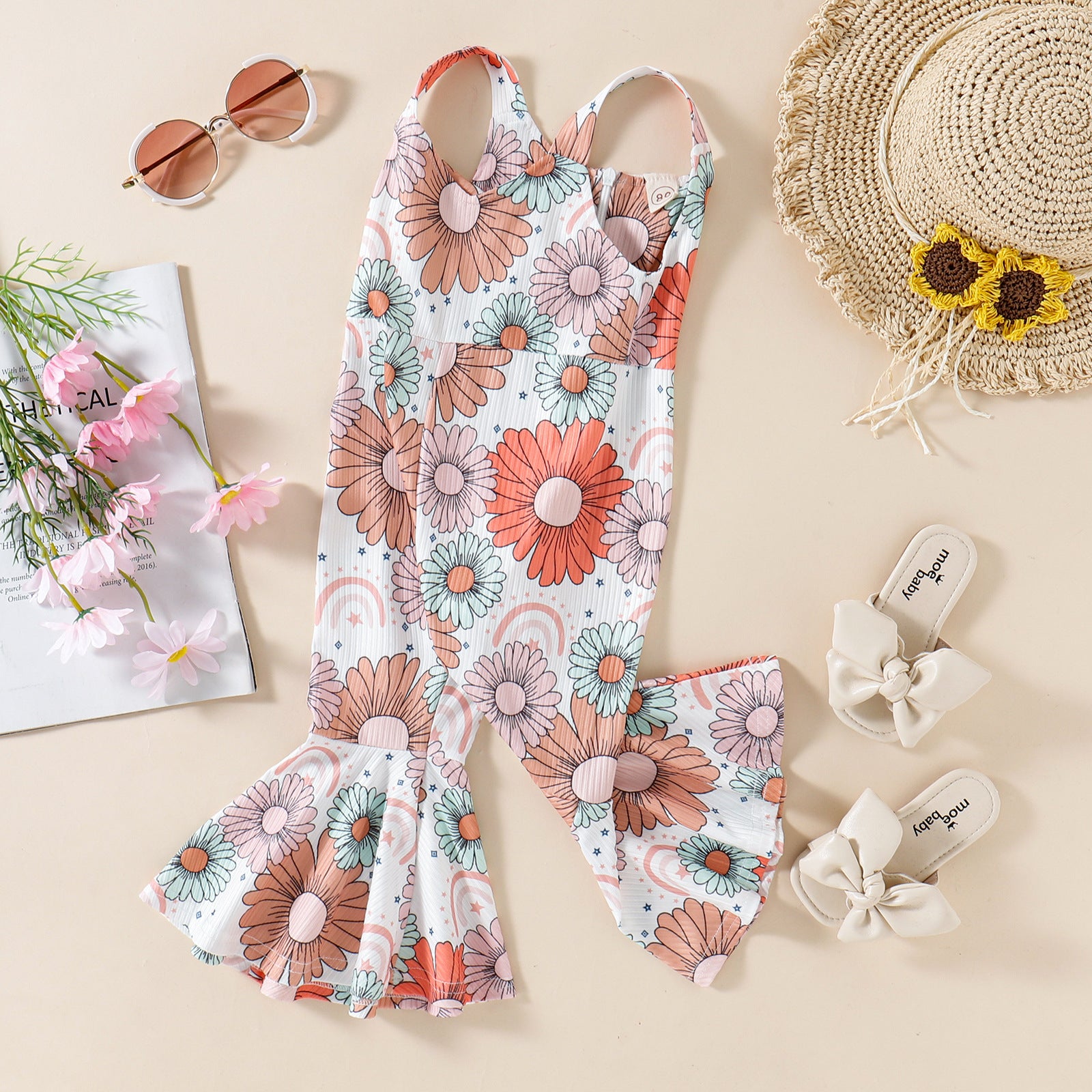 European American Style Summer Bell-Bottom Jumpsuit
