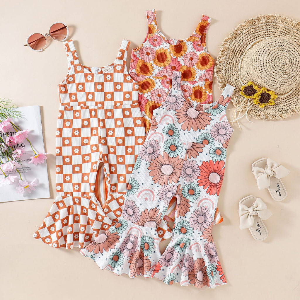European American Style Summer Bell-Bottom Jumpsuit